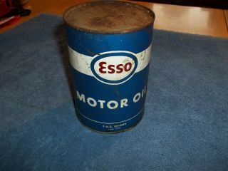 Esso Extra Motor Oil Empty 1 Quart Metal Can All Blue Rare