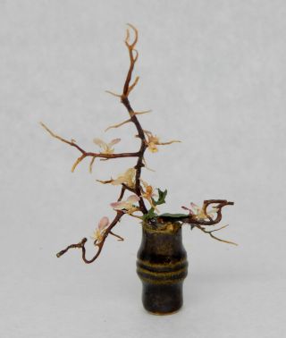 Vintage Japanese Ikebana Flower Vase - Artisan Dollhouse Miniature 1:12 3