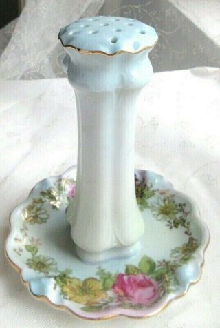 Antique Victorian Roses Motif Ceramic Hatpin Holder