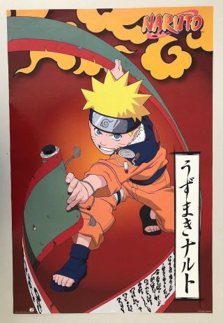 Naruto,  Scroll Red,  Masashi Kishimoto Rare Authentic Official 2002 Poster