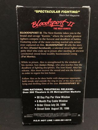 Bloodsport II / 2: The Next Kumite - RARE Promo Screener VHS Demo 2