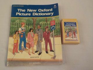 1989 Oxford Picture Dictionary (english - Spanish) Rare Vocabulary Playing Cards