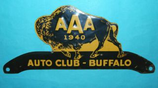 Rare Vintage 1940 Aaa License Plate Topper Sign Auto Club Buffalo,  York