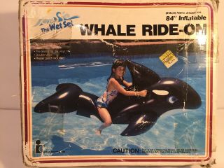 Vintage Rare The Wet Set Inflatable Whale Ride - On Pool Float 84 "