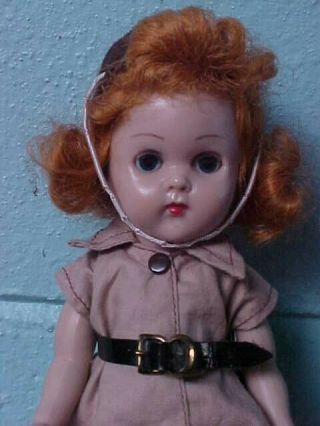 Vintage Vogue 8 " Ginny Doll Dressed In A Brownie Outfit Molded Lash Walker