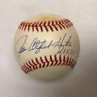Rare Jim Catfish Hunter Signed Baseball Hof 1987 Inscribed Oal Ball
