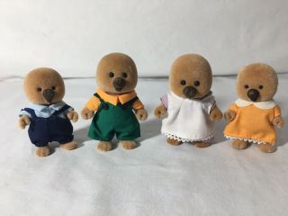 Calico Critters/sylvanian Families Vintage Maple Town Mole Family Of 4