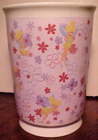 Gorgeous,  Rare Disney Tinker Bell Floral Ceramic Vase 11 " X 8 1/4 ",  Excel.  Cond.