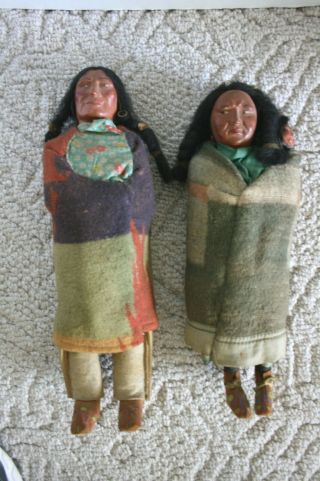 Vintage Skookum Bully Good Native American Indian Doll Set,  With Sticker
