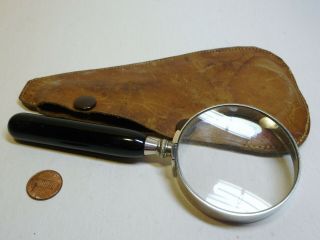 Antique German Magnifying Glass With Leather Bag Oi