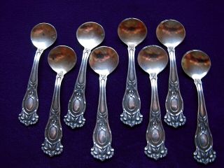 Set Of Eight Matching Sterling Silver Salt Spoons