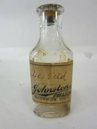 Antique Johnston Pharmacy Bottle Bucyrus Ohio