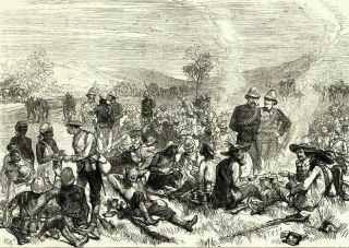 Antique Art Print 1879 Zulu War South African Warfare A Halt The 24th Regiment