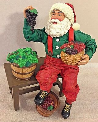 Possible Dreams Clothtique Santa Eating & Stomping Grapes Figure 2000 Rare