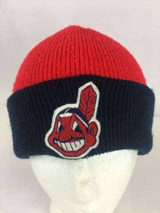 Vtg Rare Cleveland Indians Chief Wahoo Winter/knit/beanie Hat (1114)