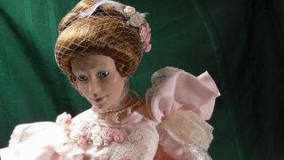 Lenox Porcelain 23 " Doll " Evening At The Gala " Doll W/ Gown And Fan Boudoir