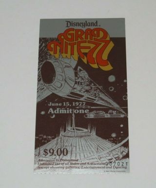 Rare 1977 Disneyland Grad Nite Ticket Space Mountain Theme