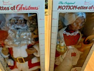 Christmas Motionettes African American Black Mr & Mrs Sant Claus Rare About 24”