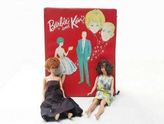 Vintage 1963 Barbie & Ken Wardrobe Case W/ Two 