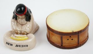Vintage Antique Made In Japan Salt And Pepper Shaker Set Indian And Drum