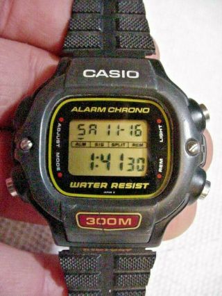 Rare Vintage Casio Dw - 340,  Diver 300m Digital Alarm Chronograph Men Watch