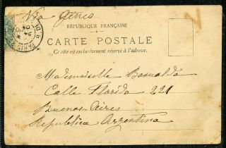 FRANCE PARIS 10/28/1903 POLITICAL CARTOON POSTCARD TO BUENOS AIRES RARE 2