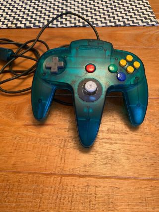 N64 Nintendo 64 Controller Teal Clear Ice Blue Oem Rare
