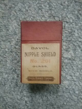 Antique Davol Glass Nipple Shield - No.  261 - Davol Rubber Co.  Providence,  Ri