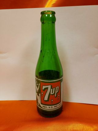 Soda Bottle Vintage 7 Up Rare Old Acl With Embossed Neck 7 Oz