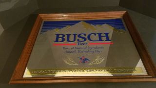 Busch Draught Beer Mirror Sign Pub Bar Man Cave 24x21” Vintage Very Rare
