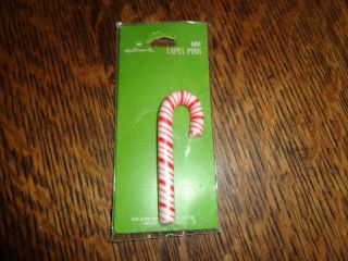 Vintage 70s Rare Hallmark Candy Cane Lapel Pin Brooch In Package Mip
