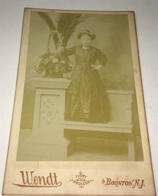 Rare Antique American Circus Sideshow Lady & Flowers Wendt Nj Cabinet Photo Us