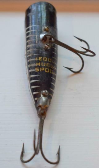 Vintage HEDDON CHUGGER SPOOK Black Fishing Lure Fish Hook 3 
