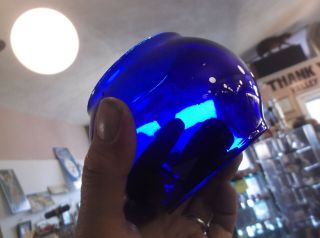 Rare Vintage Cobalt Blue 3 1/2 " Railroad Lantern Globe,  Unmarked