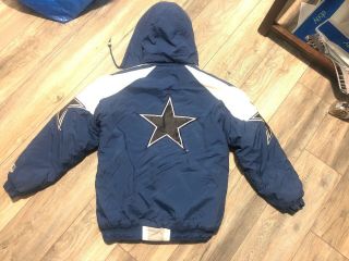 Vtg Starter Pro Line Dallas Cowboys Nfl Puffy Jacket Men’s Sz S Huge Logo 
