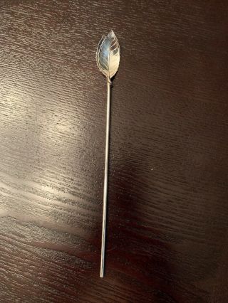 Faneuil By Tiffany & Co Sterling Silver Sipper Straw With Leaf Spoon Bowl 8 1/4 "