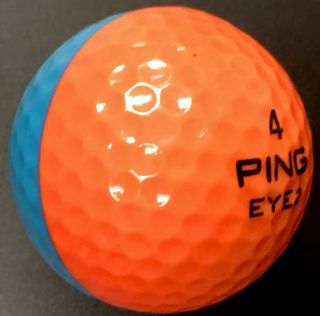 Ping Eye 2 Teal Blue & Orange Golf Ball Rare Display Collecti 1/2 Colored Ii
