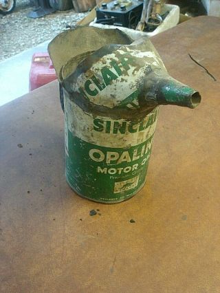 Vintage Rare Sinclair Opaline Motor Oil 1 Qt Metal Filler Can Gas Station Sign