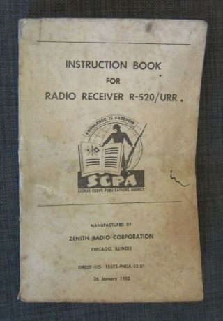 1953 Instruction Book For Radio Receiver R - 520/urr