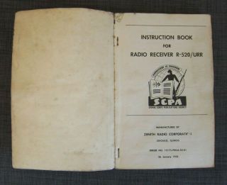 1953 Instruction Book for Radio Receiver R - 520/URR 2