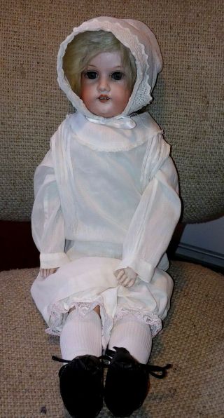 Antique Doll Armand Marseille 370 Leather Body Bisque Head Teeth Germany 23 