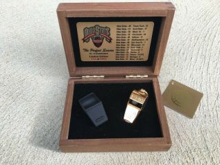 Rare 2002 Ohio State National Champs Engraved Gold Football Whistle,  Wood Box Mt