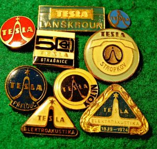 Antique Set Of Tesla Factory Badges From The 1960s /czechoslovakia/42m