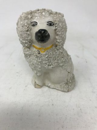 Antique Vintage Small Staffordshire Dog Confetti Poodle 3 1/2 "