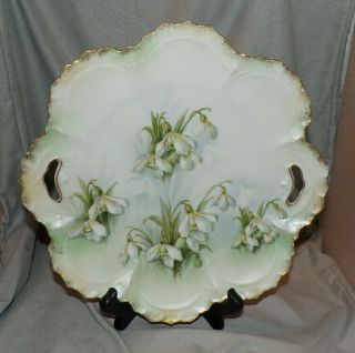 Antique Old Red Mark R S Prussia Cake Plate Hand Decorated " Lillies "
