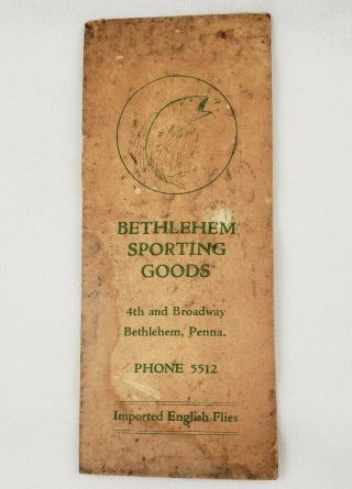 Vintage 1940s Envelope Of Imported English Flies Soldby Bethlehem Sporting Goods