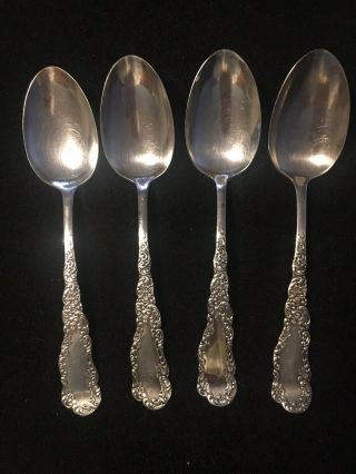 (4) Antique 1894 Florida Pattern Wm Rogers & Son Aa Silverplate 8 " Serving Spoons