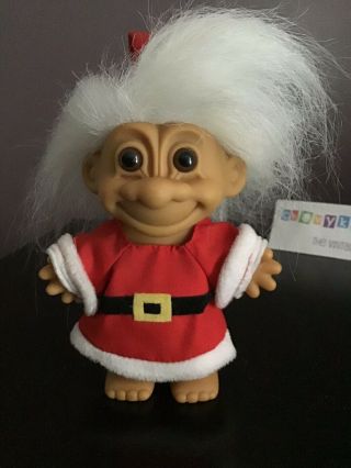 Vintage 1990’s Russ Santa Claus Christmas Troll Boy 4 Inch White Hair 18278