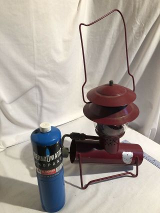 Vintage Bernz - o - Matic red propane gas lantern for camping 3