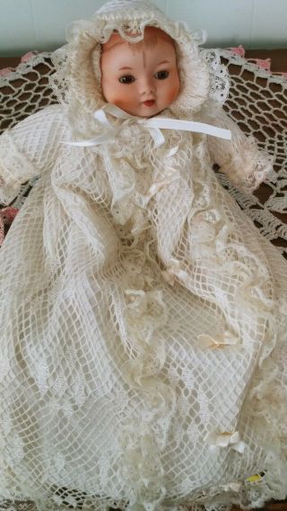 Vintage Porcelain Baby In Gown - Snakm 13 "